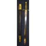 A MID 19TH CENTURY BRITISH ENFIELD 1858 BAYONET with brass handle and mounts. 2ft 4ins long