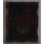 ENGLISH SCHOOL (20th Century), A Framed Oil on Canvas, Still life of Red Flowers. 8.5ins x 6.5ins.