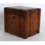 A LATE 19TH/20TH CENTURY JEWISH OLIVE WOOD TEA CADDY with hinged lid signed with Hebrew script and