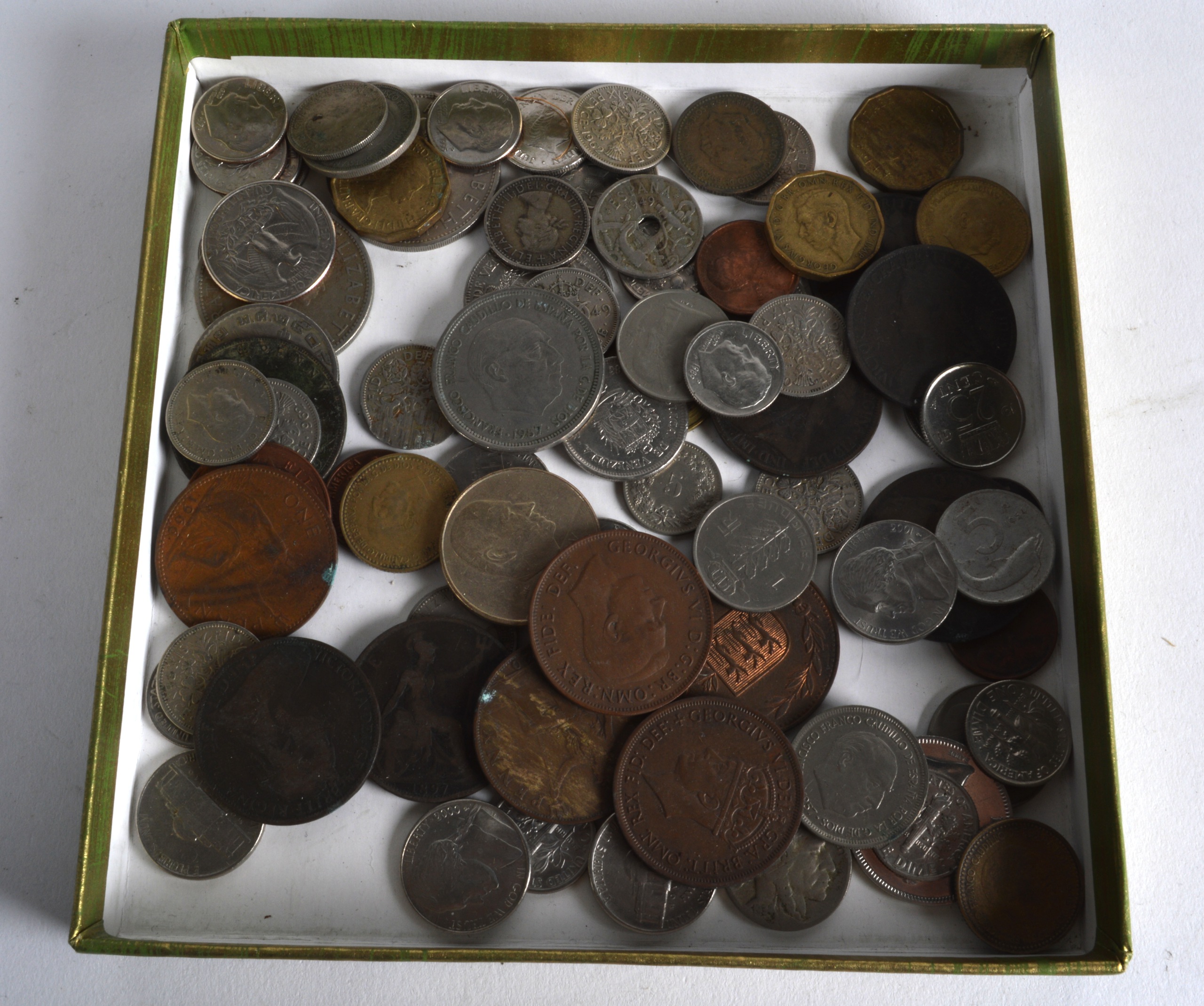 A BOX OF VARIOUS WORLD COINAGE mainly 19th & 20th Century. (qty)
