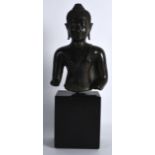 A 17TH/18TH CENTYRY THAI BRONZE FIGURE OF A BUDDHA the body with faint incised features. 11.5ins