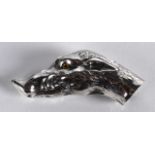 A NOVELTY SILVER BOARS HEAD CANE HANDLE.