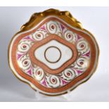 19TH C. REGENCY SHELL SHAPED DISH with Greek key borders and neo-classical motifs. 8.75" wide.