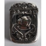 A SILVER ART NOUVEAU STYLE BULLDOG VESTA CASE.