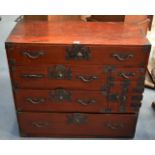 A 19TH CENTURY CHINESE CARVED WOOD MERCHANTS CHEST. 3ft 3ins wide.