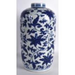 A CHINESE BLUE AND WHITE PORCELAIN VASE bearing Yongzheng marks to base, painted with stylised