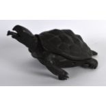 A 19TH CENTURY ITALIAN BRONZE FOUNTAIN HEAD in the form of a tortoise, modelled in a roaming stance.