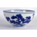 A CHINESE BLUE AND WHITE PORCELAIN BOWL bearing Guangxu marks to base, painted with landscapes. 5.