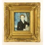 ENGLISH SCHOOL (19th Century), Half length portrait miniature, watercolour on ivory, of the composer