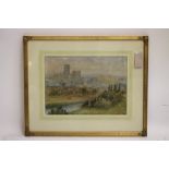 HENRY EDWARD TIDMARSH (1854-1929), View of Durham, watercolour heightened with white, signed,