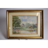 JOHN SOWDEN (1838-1926), Twickenham Church on the Thames, watercolour and pencil, signed,