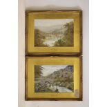 ALBERT KINSLEY R.I. R.B.A. R.Cam. A.(1852-1945), "Jerry and Ben Bridge, Hebden Gill, Wharfedale" and