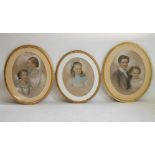 ALEXANDER BLAIKLEY (19th Century), Family Portrait Group, a pair of oval pastels, signed and dated