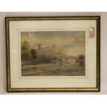 EDWARD TUCKER (1825-1909), View of a Castle from a Riverbank, watercolour and pencil with scratching