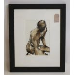 ANGELA KILENYI (Contemporary), Figure Study, pen and wash heightened with white, signed, 11 1/4" x