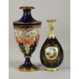 A COALPORT CHINA VASE, c.1920's, of ovoid form with waisted neck and flared rim, painted in