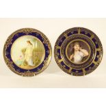 A VIENNA PORCELAIN CABINET PLATE, late 19th century, of plain circular form, centrally painted by