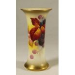 A ROYAL WORCESTER CHINA VASE, 1933, of waisted cylindrical form, painted in polychrome enamels by
