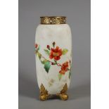 A GRAINGER & CO. CHINA SLEEVE VASE, late 19th century, of rounded cylindrical form with pierced neck