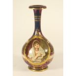 A "VIENNA" PORCELAIN BOTTLE VASE, late 19th century, painted by H. Stadler with the bust portrait of
