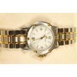 A LADY'S STAINLESS STEEL MAURICE LACROIX WRISTWATCH, the circular white dial with applied gilt metal