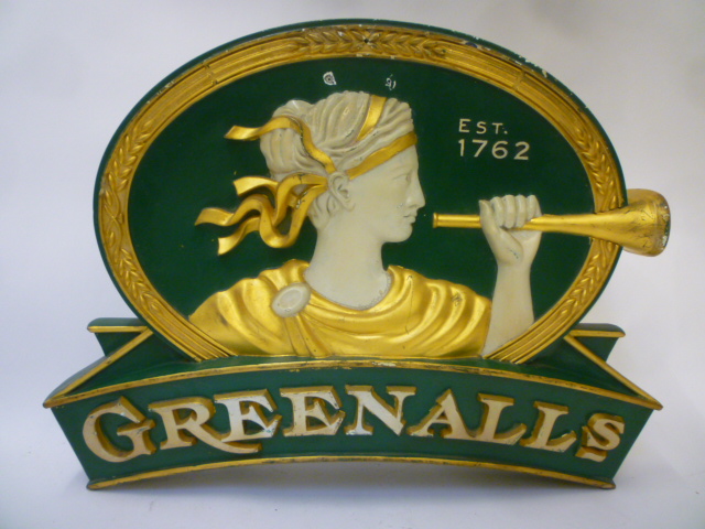 A Greenall's Brewery Sign, double sided, painted fibreglass, 24 1/2" x 18" - Bild 2 aus 2