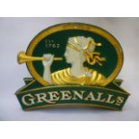 A Greenall's Brewery Sign, double sided, painted fibreglass, 24 1/2" x 18"