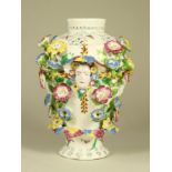 A BOW PORCELAIN "FRILL" VASE, c.1760, of lobed inverted baluster form with pierced shoulders and