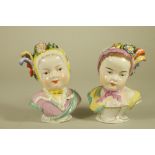 A PAIR OF PASSAU PORCELAIN KINDERBUSTS, mid to late 19th century, after the J.J. Kaendler, Meissen