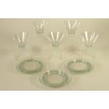 A SET OF SIX LALIQUE GLASS ICE PLATES, c.1930's, in "Dampierre" pattern, 6 1/2" diameter, together