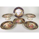 A "VIENNA" PORCELAIN PART DESSERT SERVICE, late 19th century, each centrally painted by