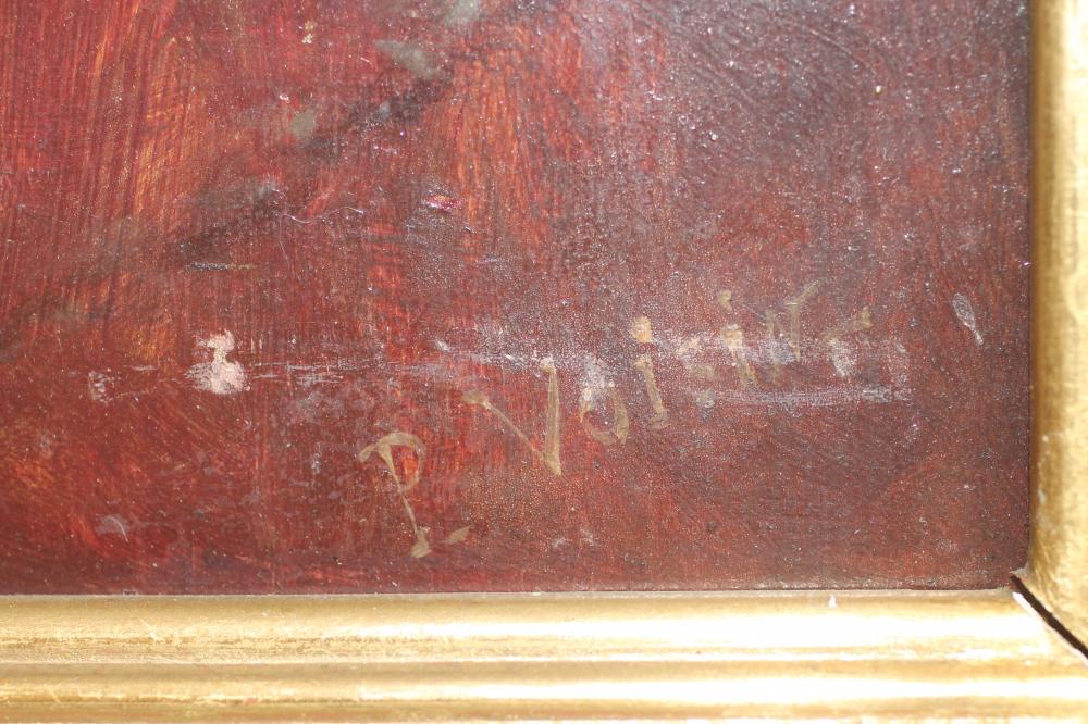 P. VOISIN (19th Century), "Contemplation, an Algerian Beauty", oil on panel, signed, 12 3/4" x 9 1/ - Bild 3 aus 4