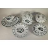 AN ERIC RAVILIOUS FOR WEDGWOOD "TRAVEL" PATTERN FINE EARTHENWARE DINNER SERVICE, 1953, printed and