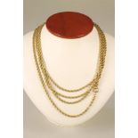 A VICTORIAN 15CT GOLD ROPE TWIST MUFF CHAIN, with 9ct gold fastener, 59" long overall, 23g gross