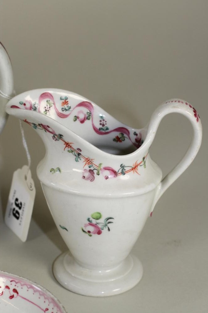 A NEWHALL PORCELAIN SILVER SHAPED TEAPOT, COVER AND STAND, c.1795, painted in polychrome enamels - Image 4 of 4