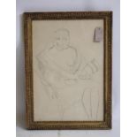 SIR MATTHEW SMITH (1889-1959), Seated Female Nude, pencil sketch signed with initials, 20 1/4" x
