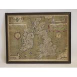 JOHN SPEED (1552-1629), "The Kingdome of Great Britaine & Ireland", hand coloured engraved map