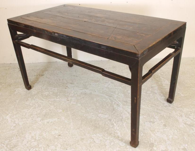 A CHINESE PROVINCIAL HARDWOOD ALTAR TABLE, 19th century, of oblong form, the moulded edged and