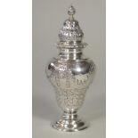 A LATE VICTORIAN SILVER SUGAR CASTOR, maker Charles Stuart Harris, London 1899, of inverted baluster