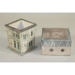 A DAVID LINLEY "VENETIAN" PRINTED CARD PEN HOLDER, modern, 4" high, together with a matching