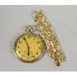 A GENTLEMAN'S 14KT GOLD "DINGWALL" TOP WIND DRESS WATCH, the circular engine turned gilt dial with