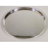 A SILVER SALVER, makers Roberts & Belk, Sheffield 1944, of plain circular form with raised lip,