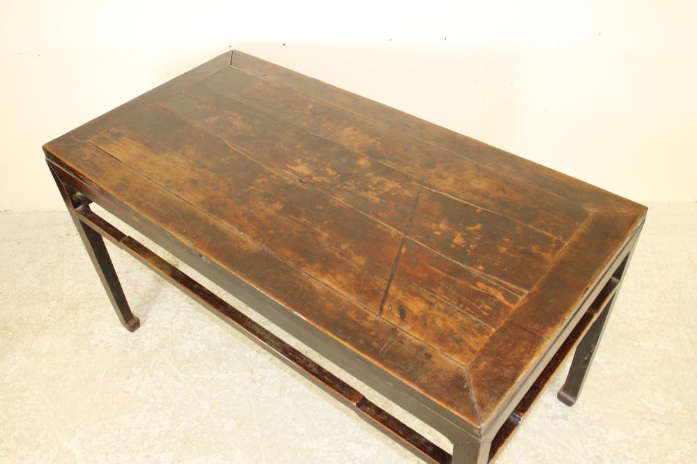 A CHINESE PROVINCIAL HARDWOOD ALTAR TABLE, 19th century, of oblong form, the moulded edged and - Bild 3 aus 3