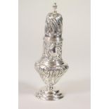 A LATE VICTORIAN SILVER SUGAR CASTOR, maker possibly T Hayes, Birmingham 1891, of wrythen fluted