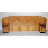 AN ART DECO BURR MAPLE HEADBOARD, the quarter veneered centre section with straight crest, with