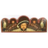 A painted wood pub sign "The Royal Falconer, Ales & Spirits", with portrait of Henry VIII, multi-