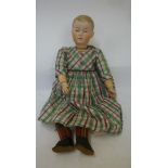 A Hertel Schwab & Co bisque head doll with painted face and hair, intaglio eyes, jointed composition