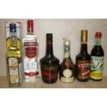 One litre Smirnoff Vodka, one bottle Tia Maria, one 50cl Sirop de Menthe, one 50cl Boukha Gold (6)