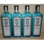 Four 1 litre Bombay Sapphire gin