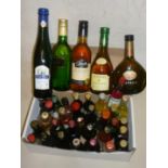 Thirty one miniatures of spirits, liqueurs and Vermouth, and five 1/3 bottles table wine (36)